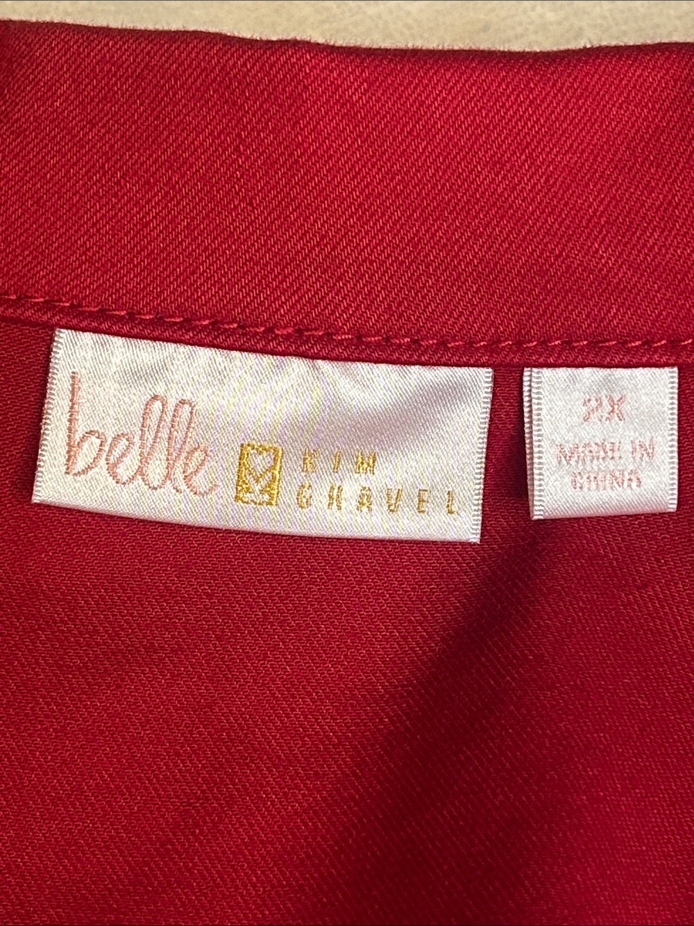 Belle Kim Gravel Red Short-Sleeve Denim Jean Jacket Women 2X - Picture 5 of 12